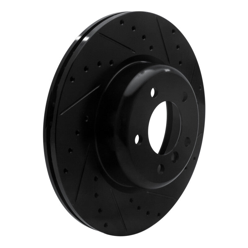 R1 06-13 BMW 135IS Front Right Drilled & Slotted Black Brake Rotor