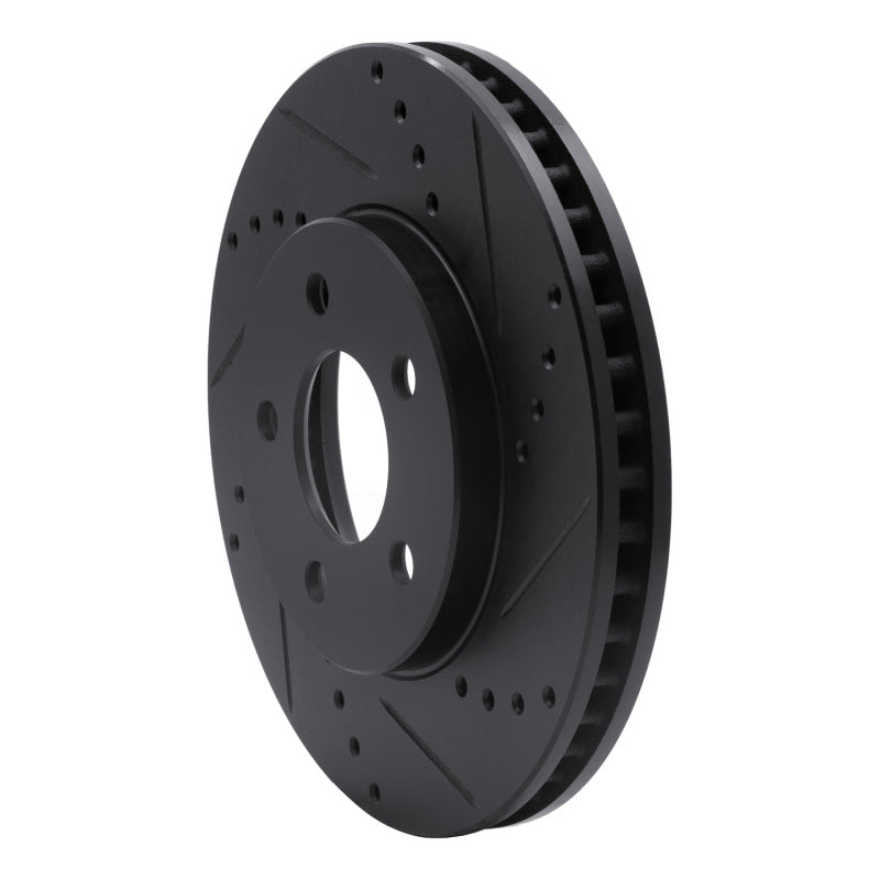 R1 05-10 Ford Mustang Front Right Drilled & Slotted Black Brake Rotor