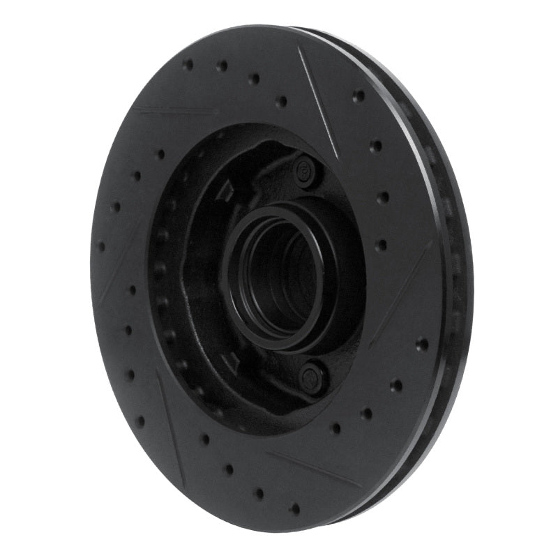 R1 78-93 Ford Fairmont Front Left Drilled & Slotted Black Brake Rotor
