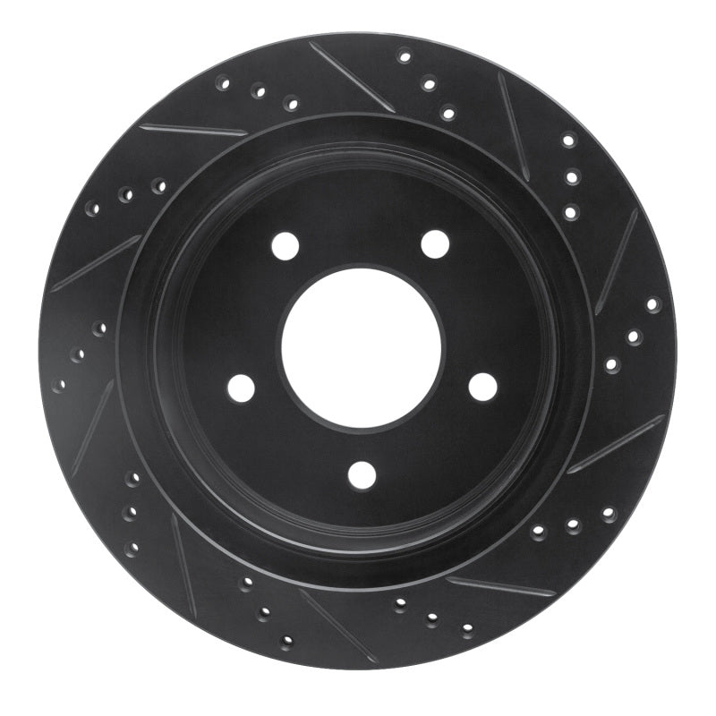 R1 04-06 Ford Econoline Rear Left Drilled & Slotted Black Brake Rotor