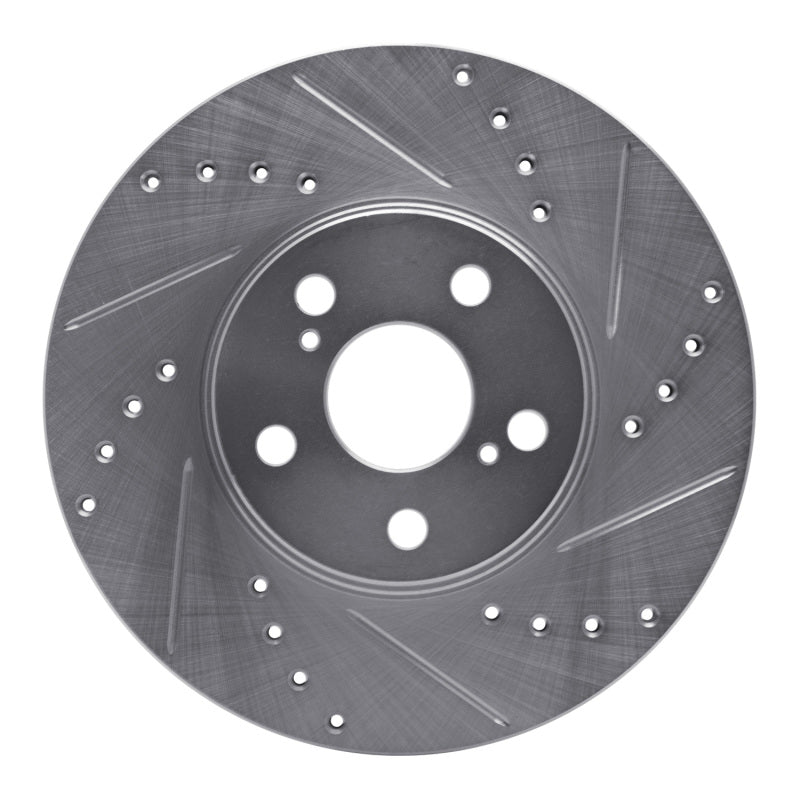 R1 94-99 Toyota Celica Front Right Drilled & Slotted Silver Brake Rotor