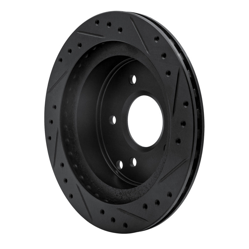 R1 84-87 Chevrolet Corvette Rear Left Drilled & Slotted Black Brake Rotor