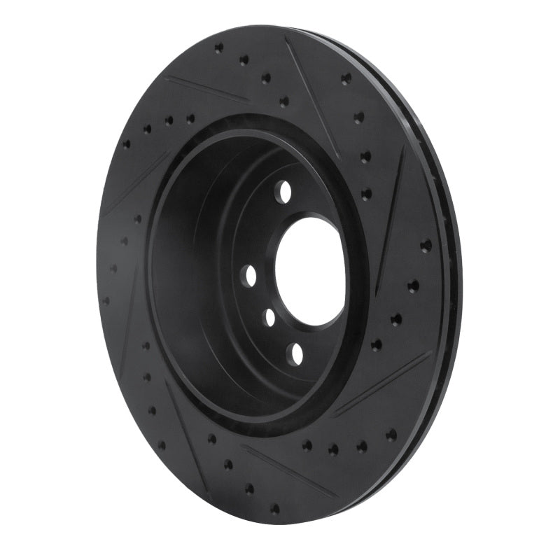 R1 11-16 BMW 535I Rear Left Drilled & Slotted Black Brake Rotor