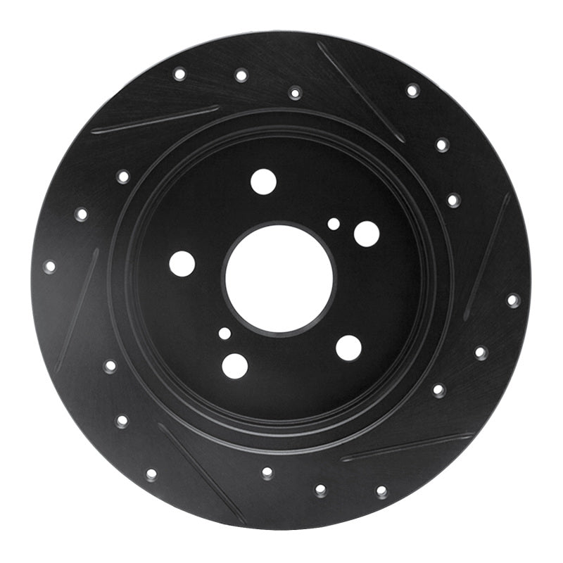 R1 2015-2025 Lexus NX200T Rear Left Drilled & Slotted Black Brake Rotor