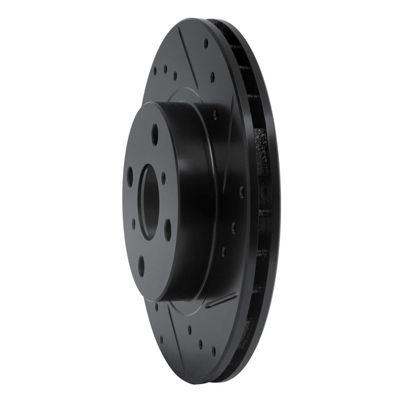 R1 87-92 Geo Prizm Front Right Drilled & Slotted Black Brake Rotor