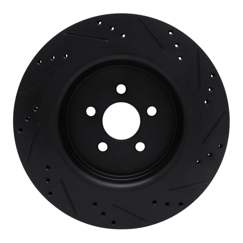 R1 19-24 Ford Edge Rear Left Drilled & Slotted Black Brake Rotor