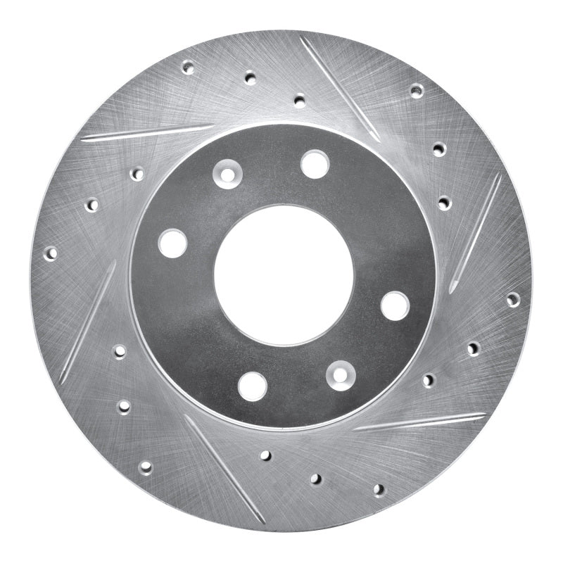 R1 88-07 Dodge Colt Front Right Drilled & Slotted Silver Brake Rotor