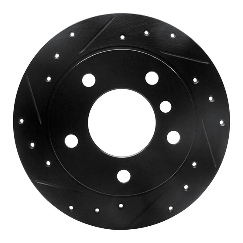 R1 95-99 BMW 318TI Rear Left Drilled & Slotted Black Brake Rotor