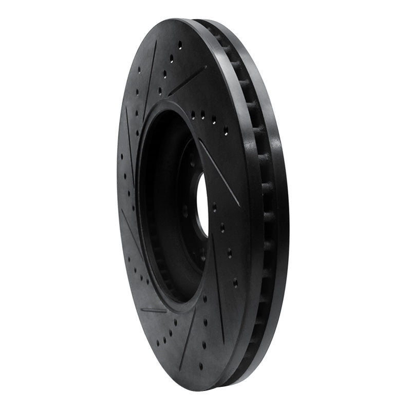 R1 10-24 Jaguar XKR Front Right Drilled & Slotted Black Brake Rotor