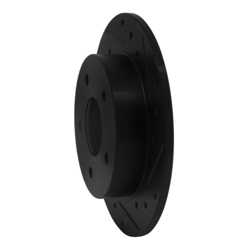 R1 89-93 Nissan Maxima Rear Right Drilled & Slotted Black Brake Rotor