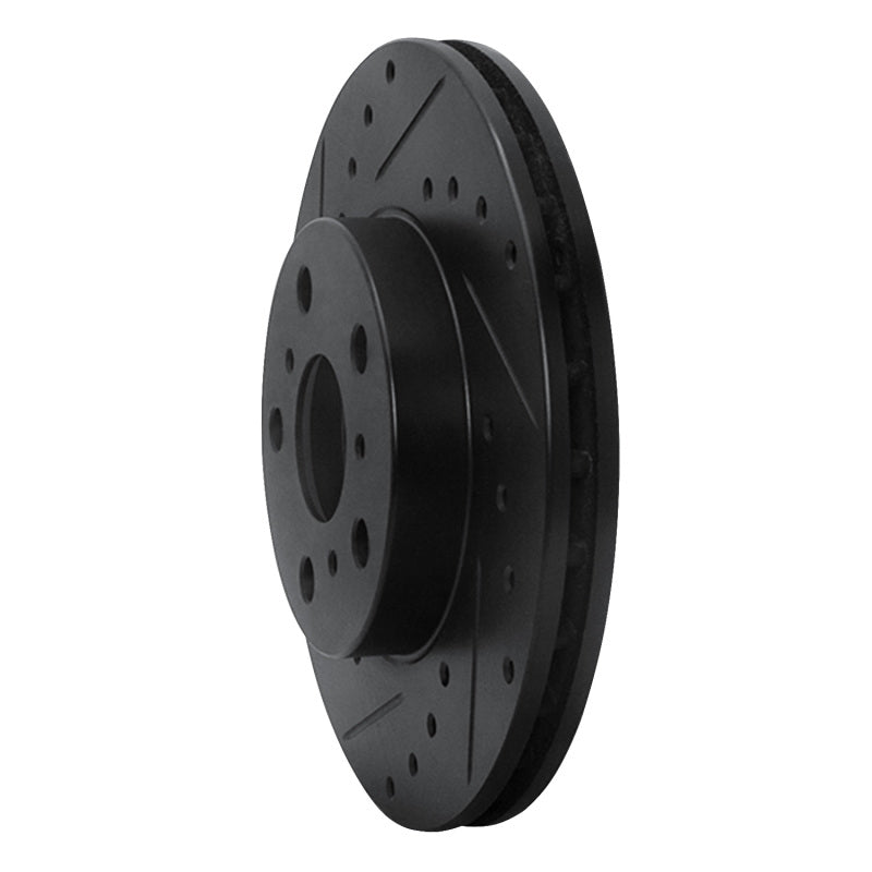 R1 90-91 Toyota Celica Front Left Drilled & Slotted Black Brake Rotor