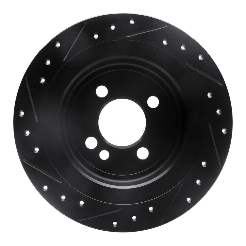 R1 09-14 Mini Cooper (Excl Clubman) Rear Right Drilled & Slotted Black Brake Rotor