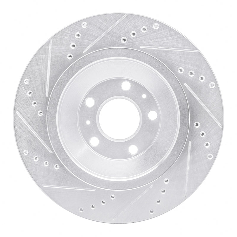 R1 04-18 Audi A8 Rear Right Drilled & Slotted Silver Brake Rotor