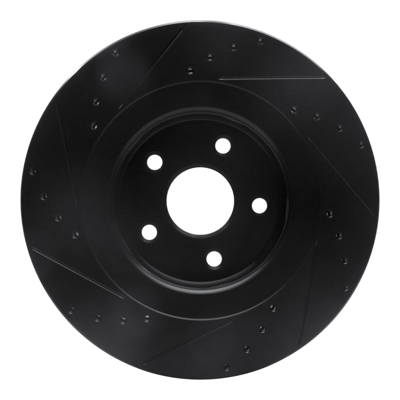 R1 06-10 Jeep Grand Cherokee Front Right Drilled & Slotted Black Brake Rotor