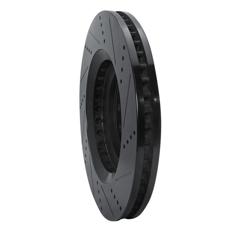 R1 07-23 Lexus LS500h Left Front Drilled & Slotted Black Brake Rotor