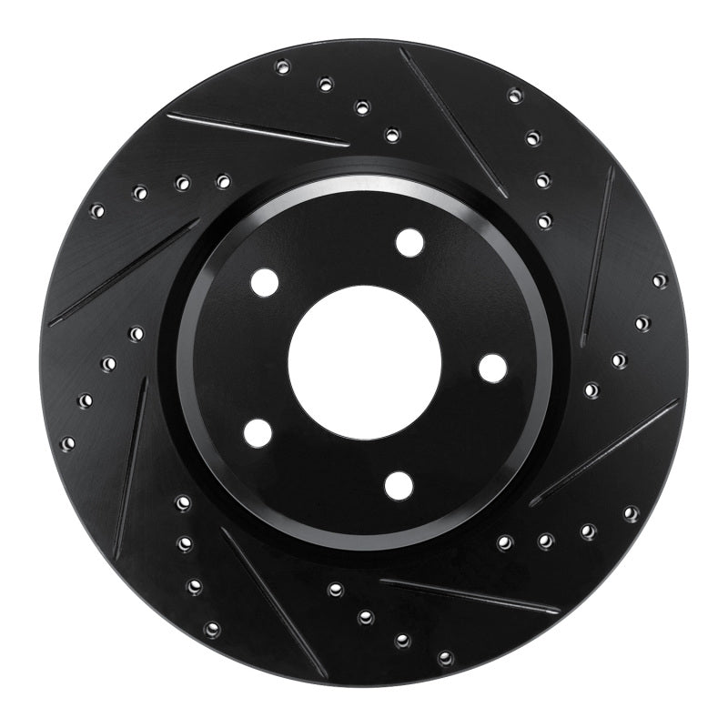 R1 05-06 Pontiac GTO Front Right Drilled & Slotted Black Brake Rotor
