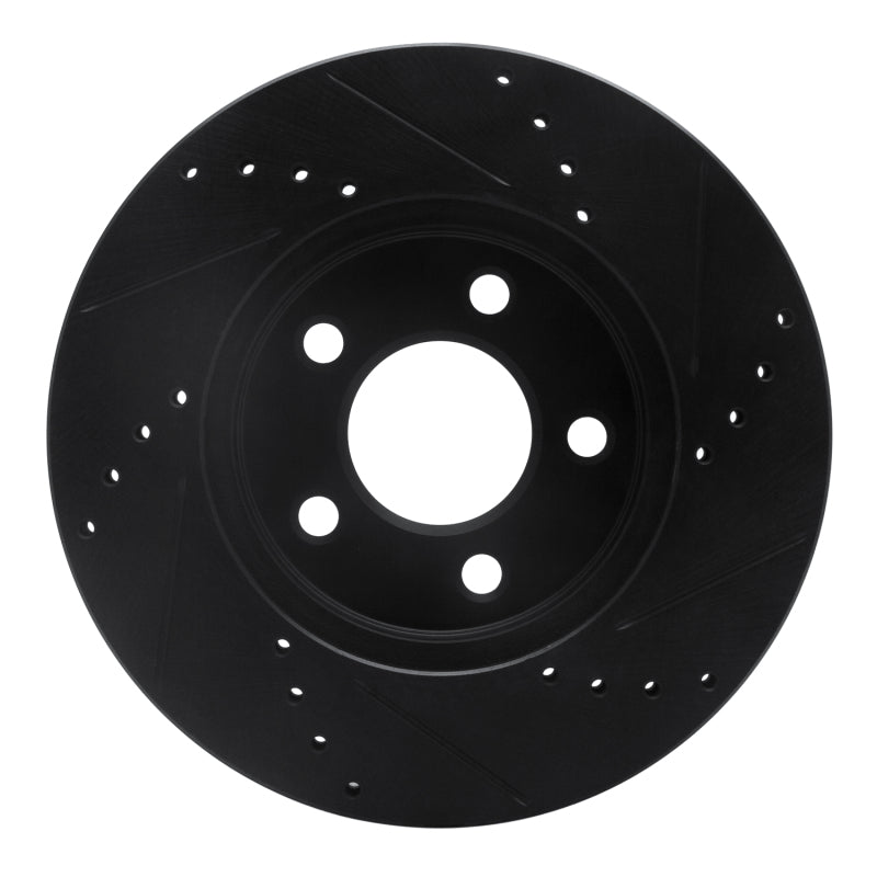 R1 05-10 Ford Mustang Front Left Drilled & Slotted Black Brake Rotor