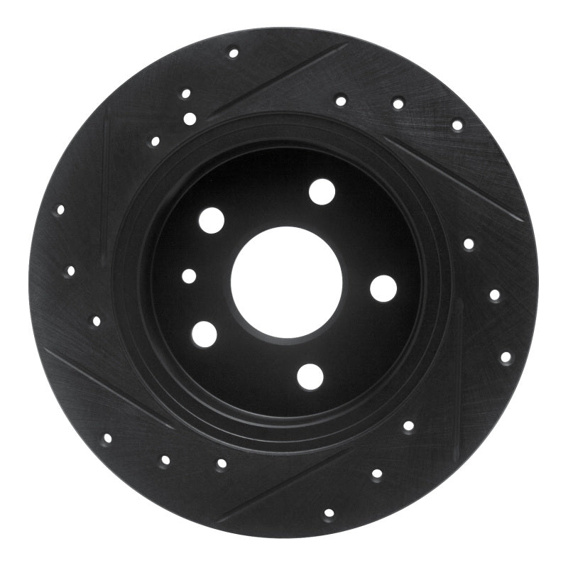 R1 16-23 Chevrolet Cruze Rear Right Drilled & Slotted Black Brake Rotor