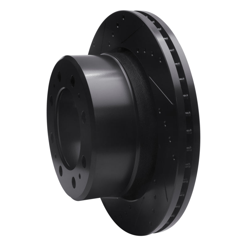R1 09-25 Dodge Ram 2500 Rear Left Drilled & Slotted Black Brake Rotor