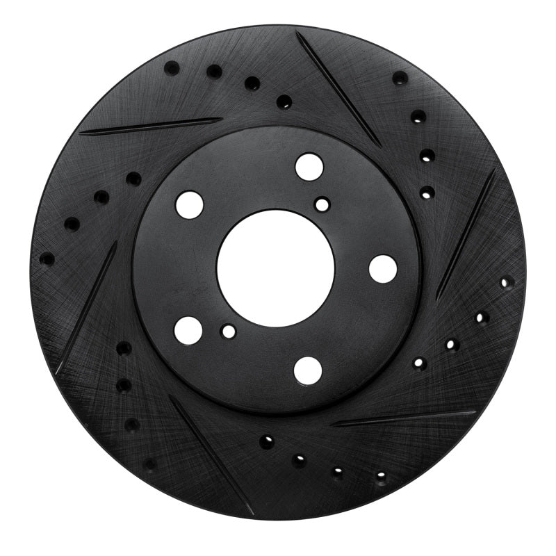 R1 92-98 Lexus SC300 Front Left Drilled & Slotted Black Brake Rotor