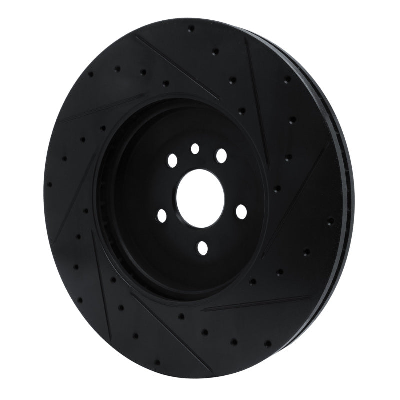 R1 21-25 Jaguar F-Pace Front Left Drilled & Slotted Black Brake Rotor