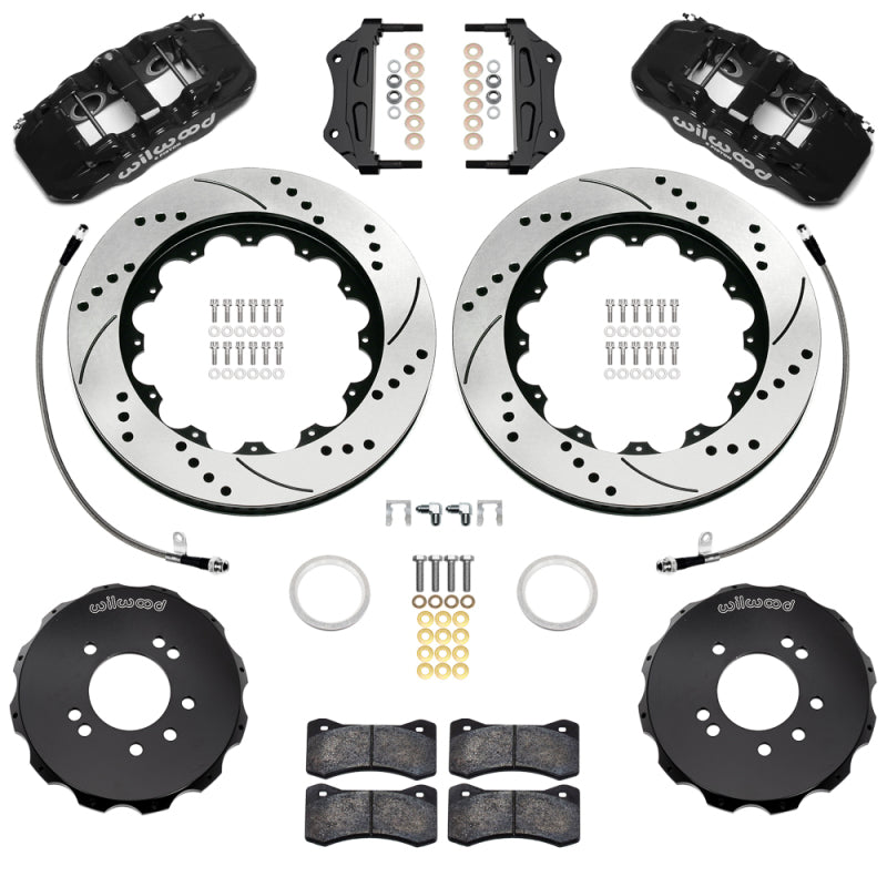 Wilwood 95-98 Nissan Skyline Aerolite 6R Front BBK w/ 14.00in D/S Rotors & Flexlines - Black