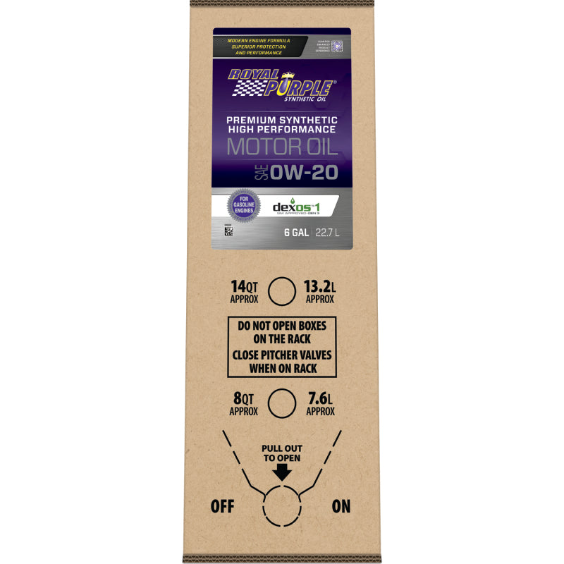 Royal Purple Premium Synthetic High Performance Multi-Grade 0W20 Motor Oil - 6 Gallon Bag-In-Box