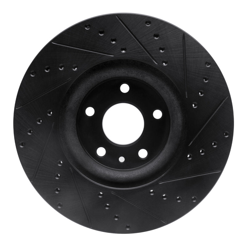 R1 13-20 Ford Fusion Front Left Drilled & Slotted Black Brake Rotor