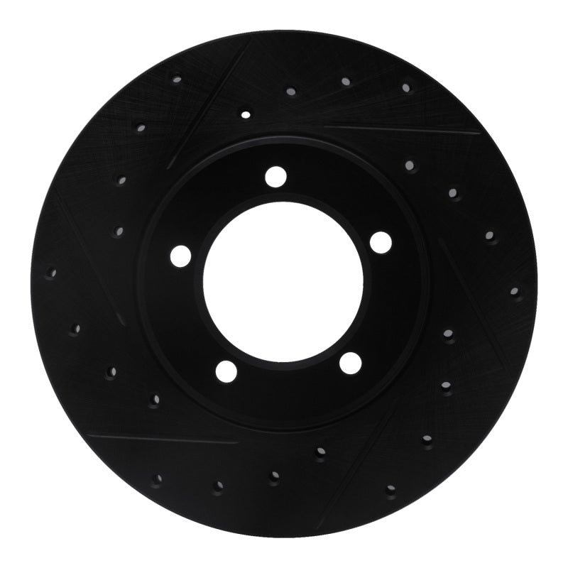 R1 79-83 Toyota Pickup Front Left Drilled & Slotted Black Brake Rotor