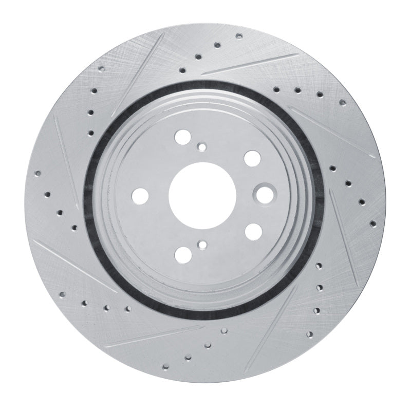 R1 20-25 Lexus RX350h Front Left Drilled & Slotted Silver Brake Rotor