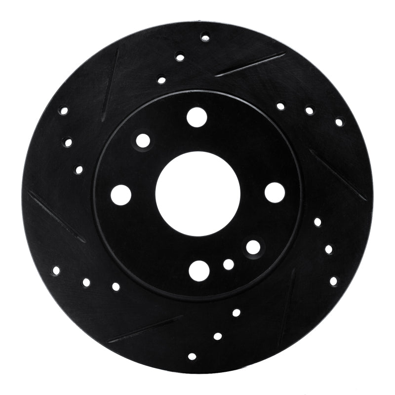 R1 94-97 Ford Aspire Front Left Drilled & Slotted Black Brake Rotor