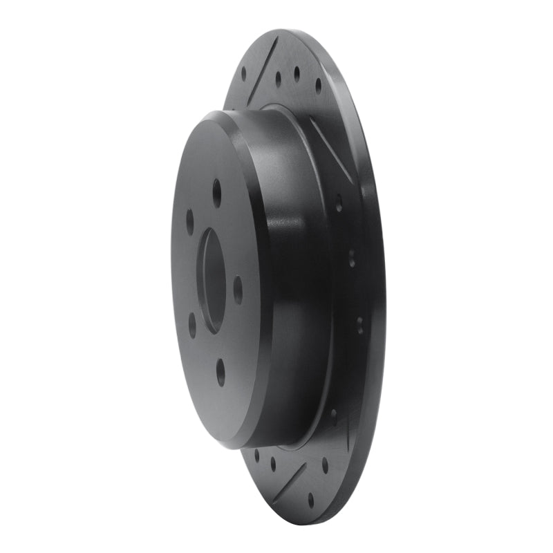 R1 95-07 Chrysler Sebring Rear Left Drilled & Slotted Black Brake Rotor