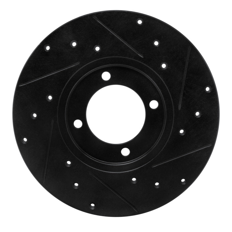 R1 76-81 Toyota Celica Front Left Drilled & Slotted Black Brake Rotor