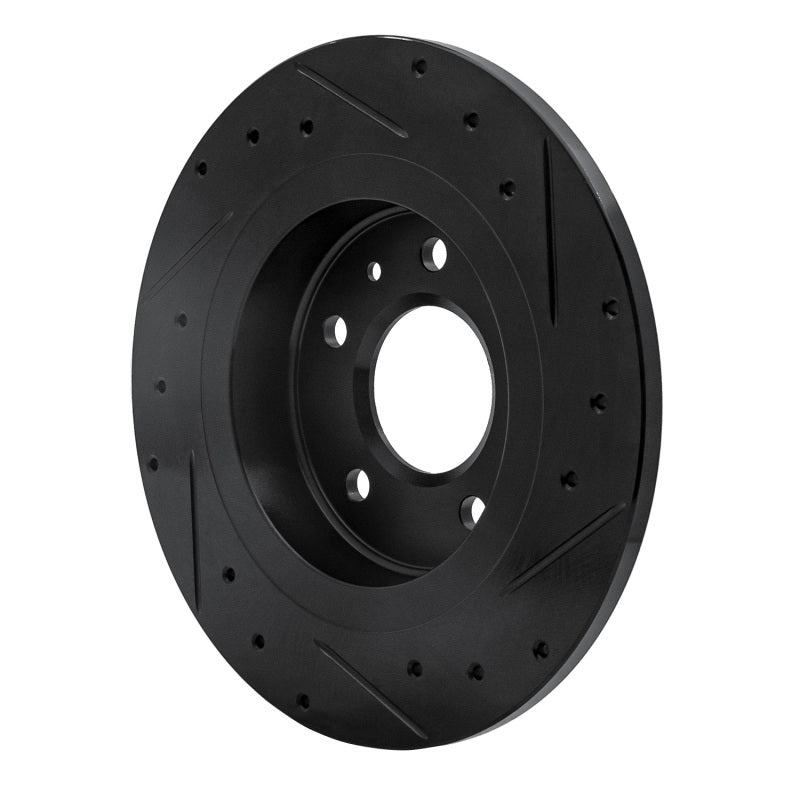 R1 11-19 Buick Verano Rear Left Drilled & Slotted Black Brake Rotor