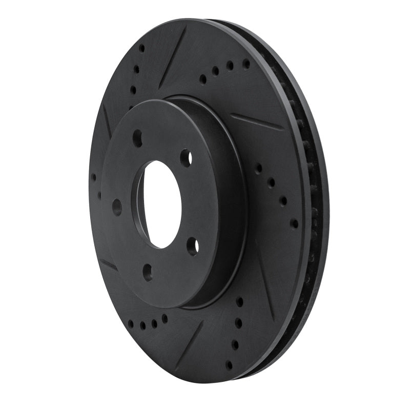 R1 02-07 Chevrolet Equinox Front Left Drilled & Slotted Black Brake Rotor