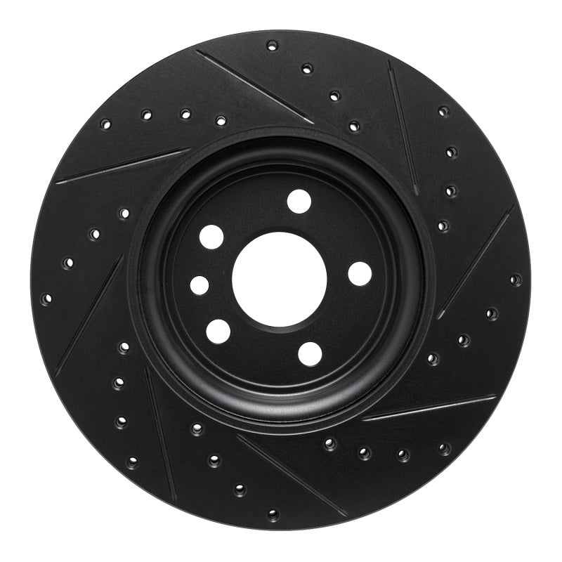 R1 17-19 Jaguar F-Pace Front Left Drilled & Slotted Black Brake Rotor