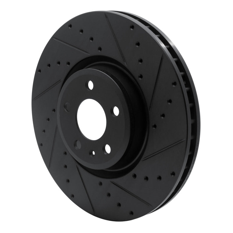 R1 2018-2025 Audi S5 Front Right Drilled & Slotted Black Brake Rotor