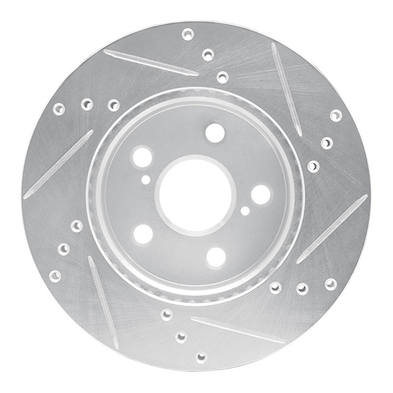 R1 16-22 Toyota Prius Front Left Drilled & Slotted Silver Brake Rotor