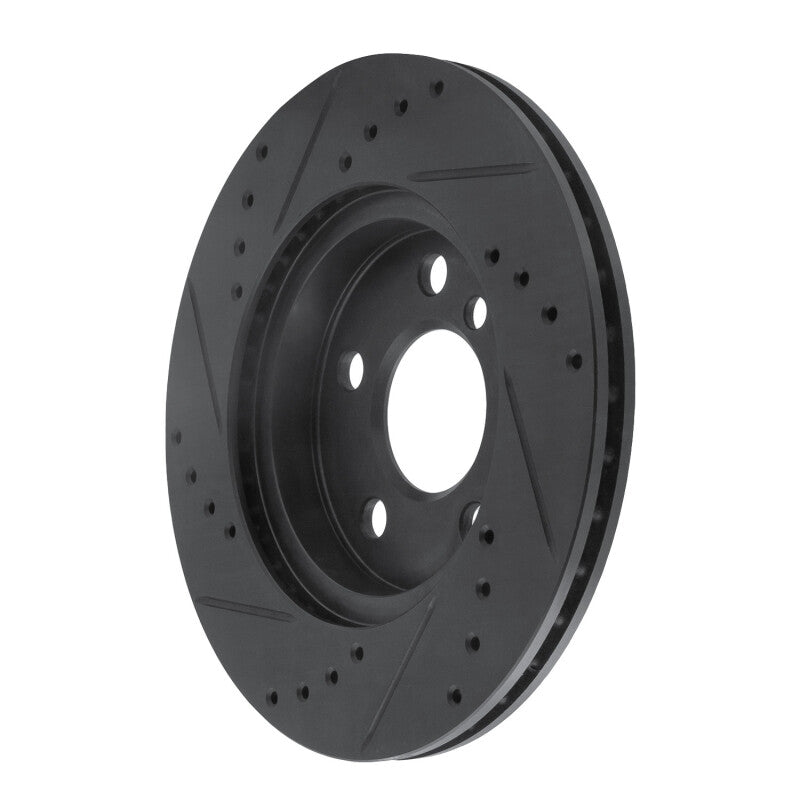 R1 14-21 BMW i3 Front Right Drilled & Slotted Black Brake Rotor