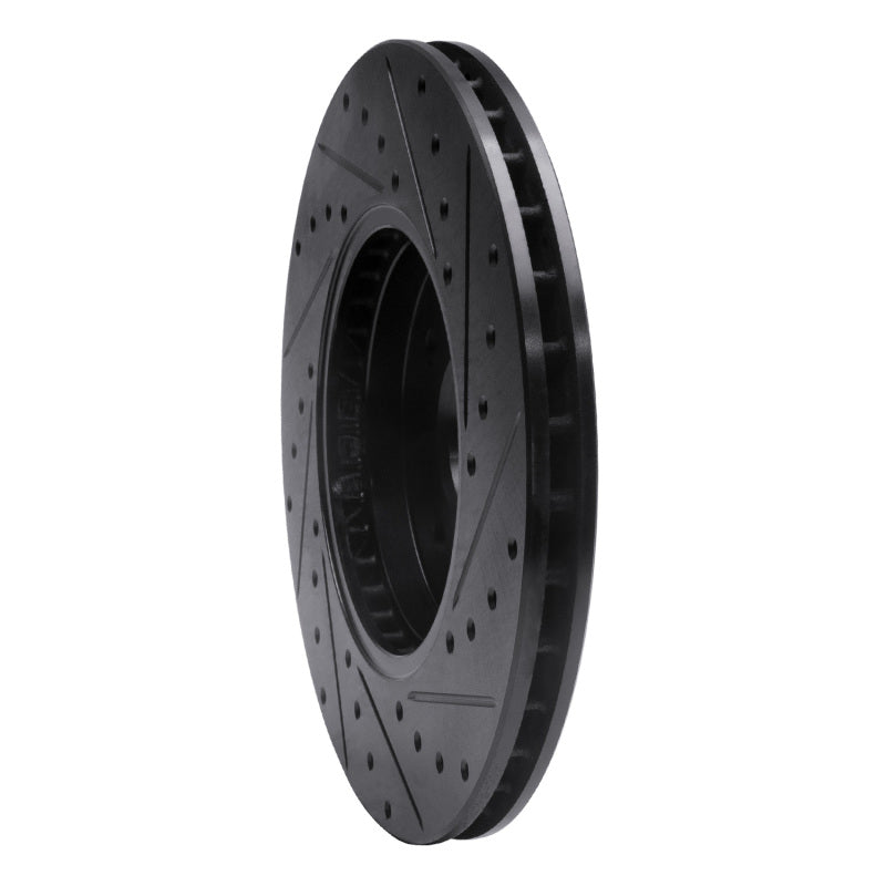 R1 02-04 Ford Focus Front Left Drilled & Slotted Black Brake Rotor