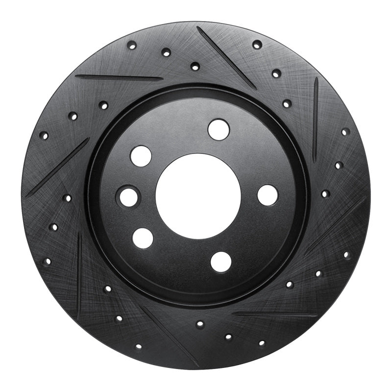 R1 2001-2003 Volkswagen EuroVan Rear Right Drilled & Slotted Black Brake Rotor
