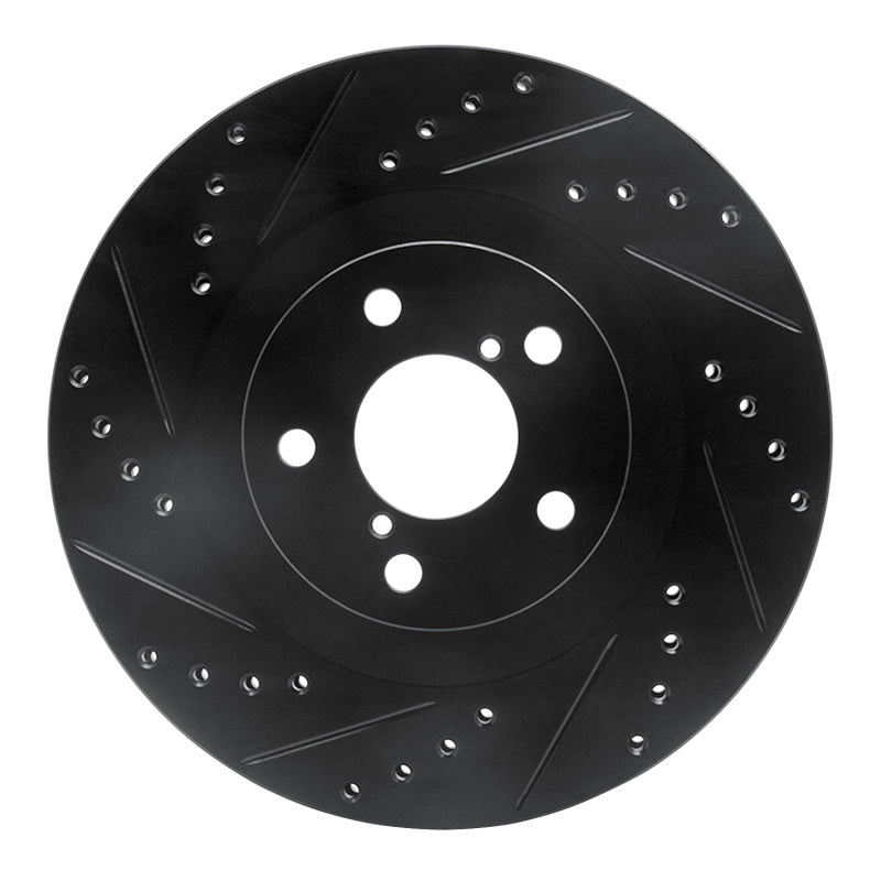 R1 01-08 Saab 9-2X Front Left Drilled & Slotted Black Brake Rotor