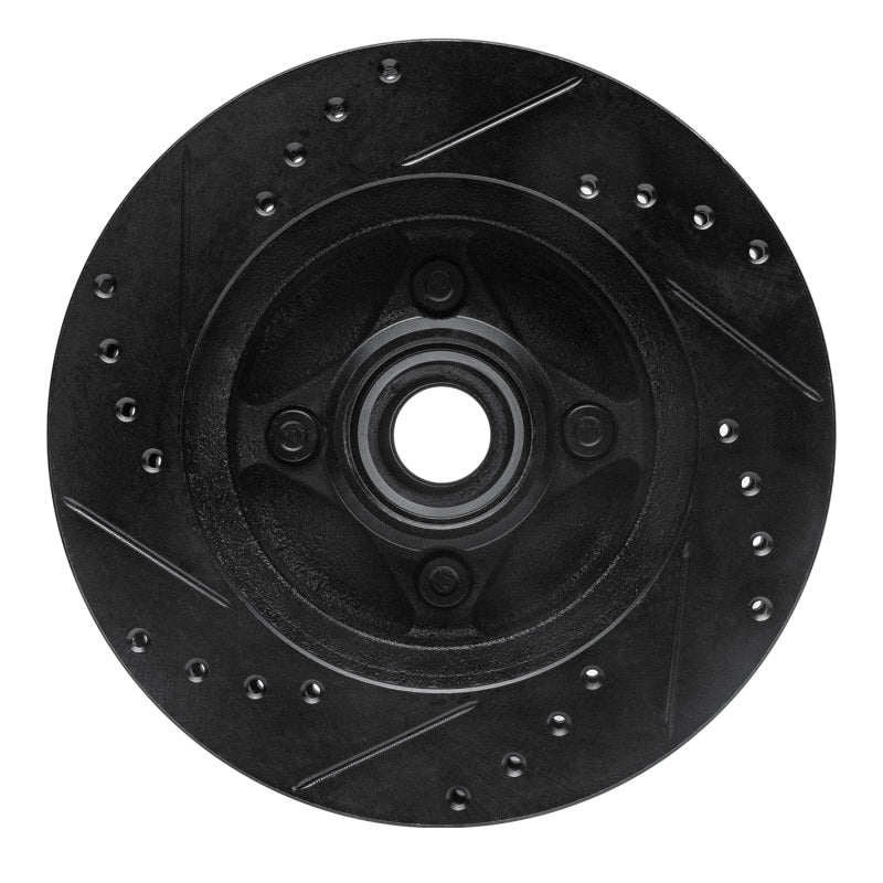 R1 87-93 Ford Mustang Front Right Drilled & Slotted Black Brake Rotor