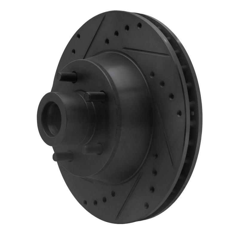 R1 71-81 Chrysler Newport Front Left Drilled & Slotted Black Brake Rotor
