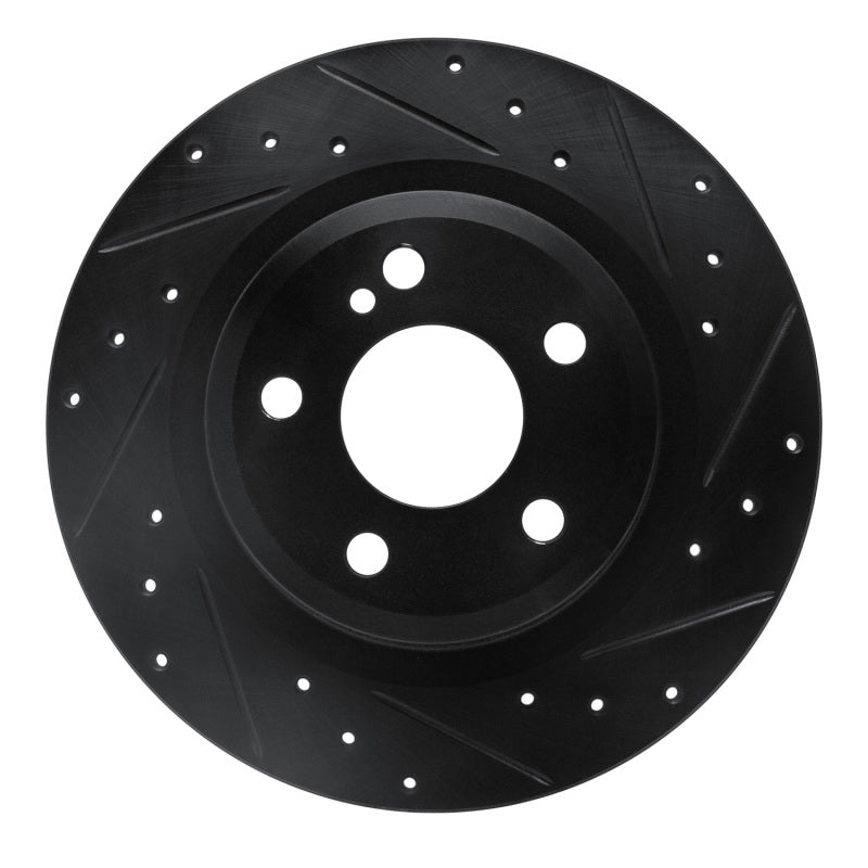 R1 12-20 Mercedes-Benz SLC300 Rear Right Drilled & Slotted Black Brake Rotor
