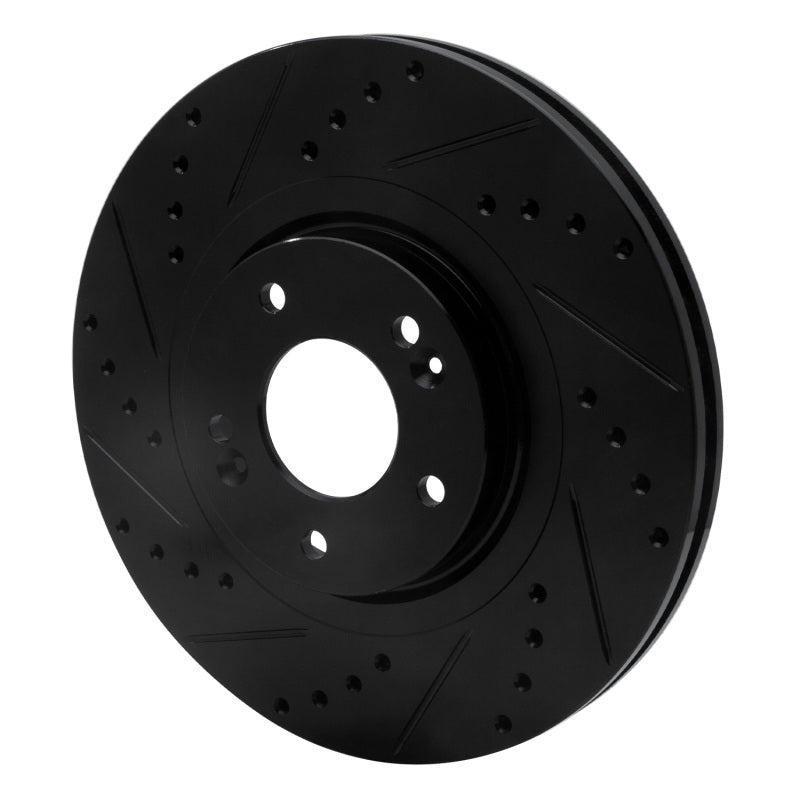 R1 13-20 Hyundai Santa Fe Sport Front Left Drilled & Slotted Black Brake Rotor