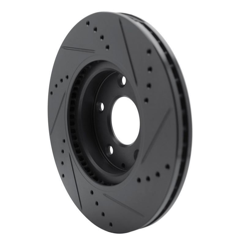 R1 19-25 Mazda CX-30 Front Left Drilled & Slotted Black Brake Rotor