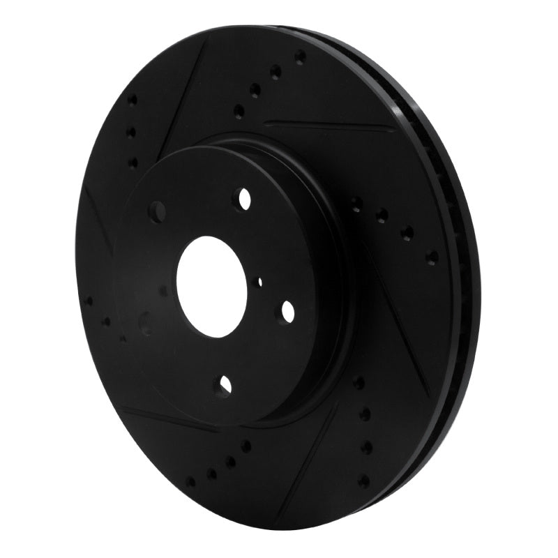 R1 15-19 Subaru Legacy Front Left Drilled & Slotted Black Brake Rotor