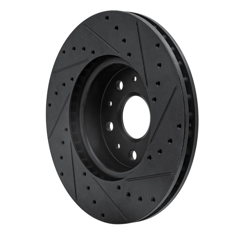 R1 16-25 Cadillac CT5 Front Left Drilled & Slotted Black Brake Rotor