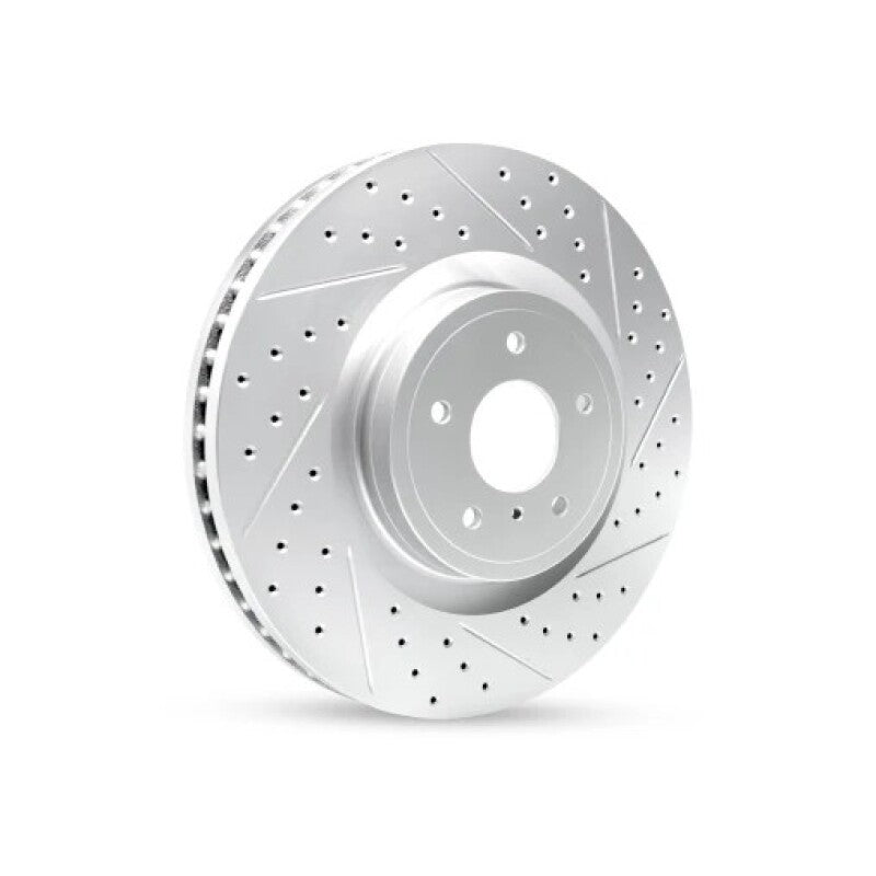 R1 17-25 Tesla Model Y Rear Right Drilled & Slotted Geo-Carbon Rotor
